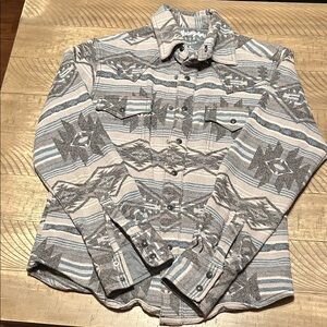 Wrangler Retro Gray and Blue Patterned Shirt